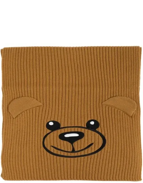 Teddy Bear Embroidered Knitted Scarf