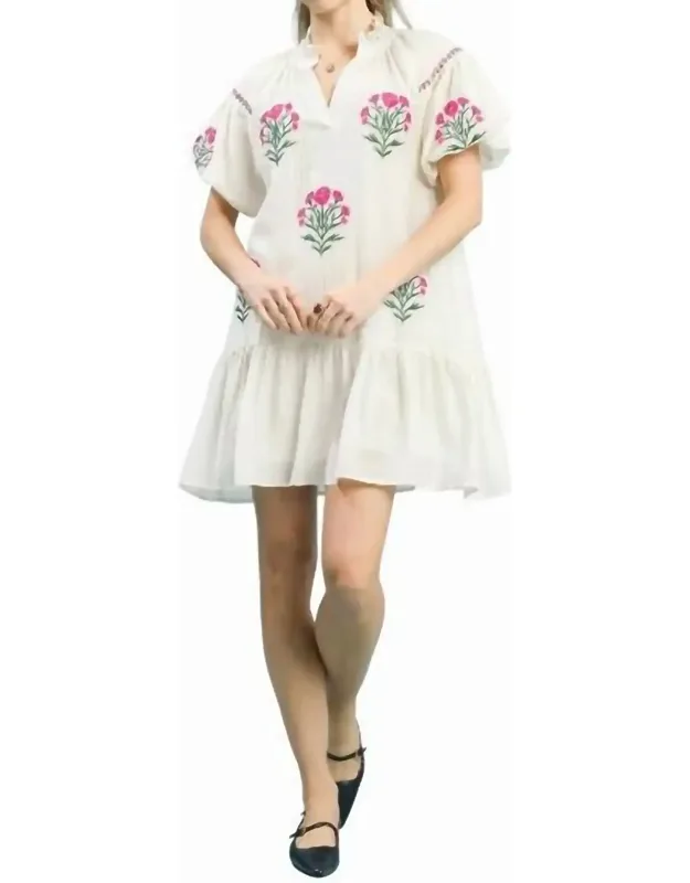 Floral Embroidered Mini Dress