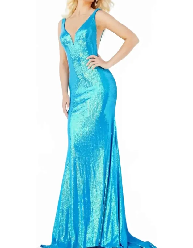 Plunging Neckline Open V-back Dress