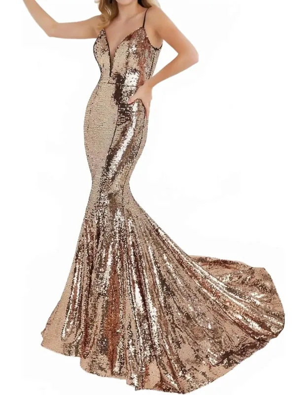 Sequin V-neck Mermaid Dress
