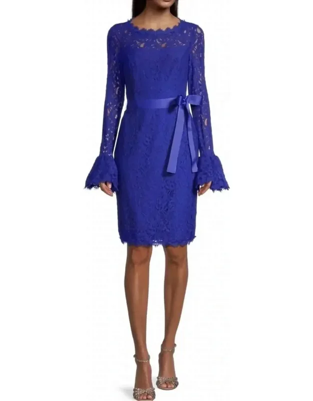 Bell Sleeve Lace Sheath Dress