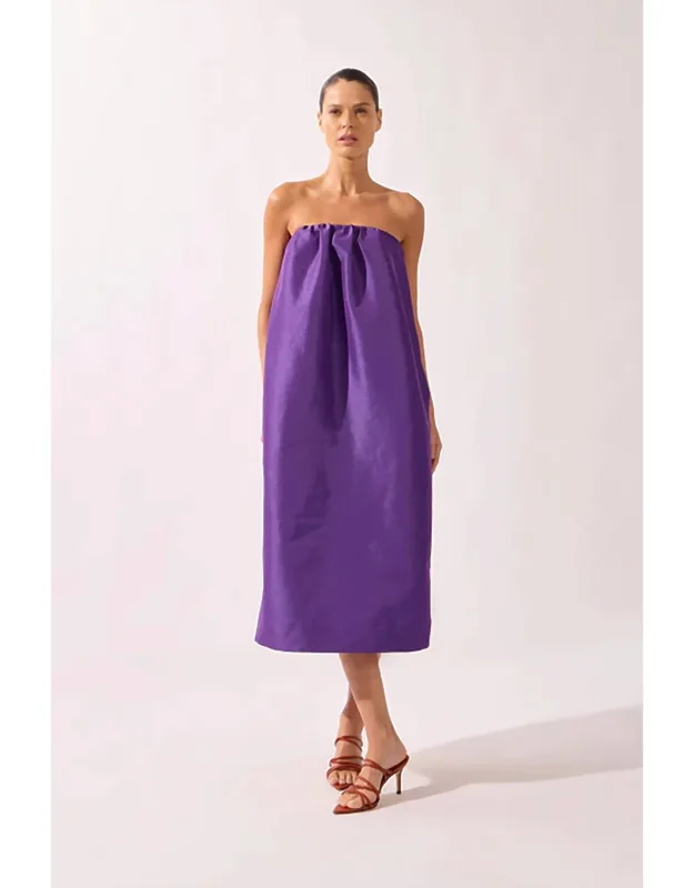 Voluminous Taffeta Strapless Midi Dress