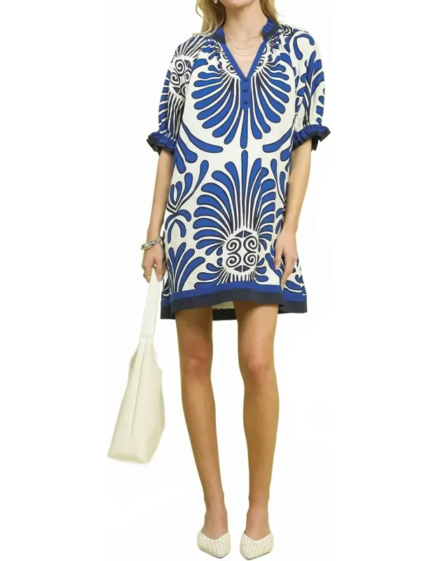 Printed V-neck Dress