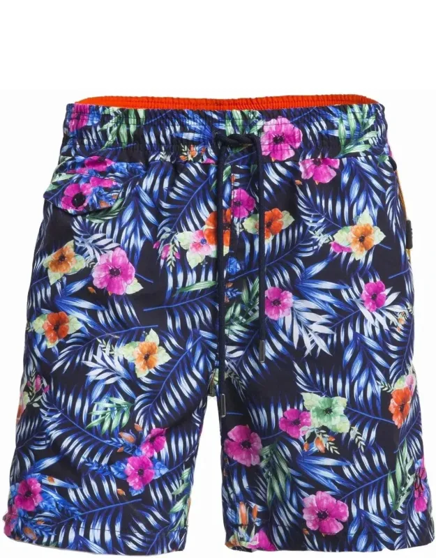 Tropical Floral Print Swim Trunks