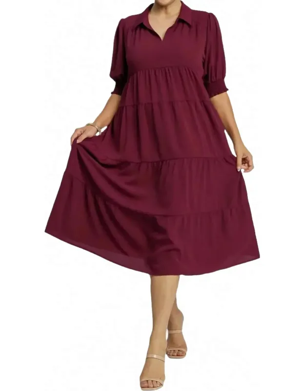 Tiered Cuffed Sleeve Dress
