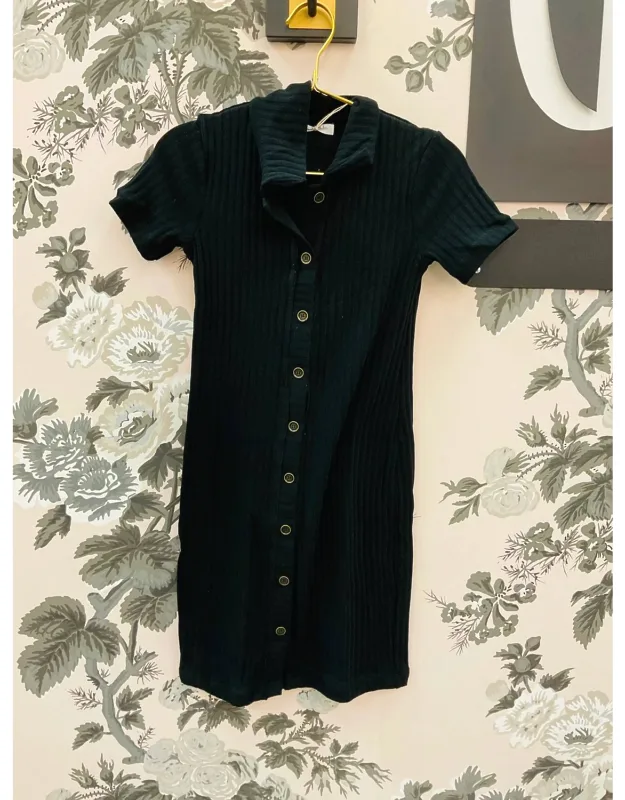 Hideaway Button Rib Mini Dress
