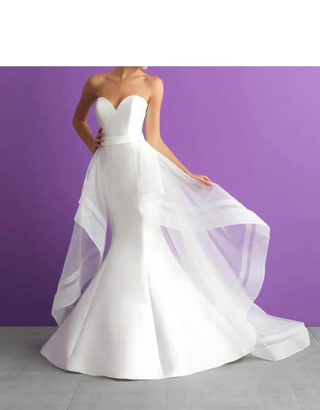 Strapless Wedding Dress With Detachable Tulle Train