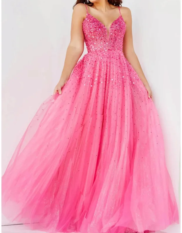 Glitter Embellished Prom Dress