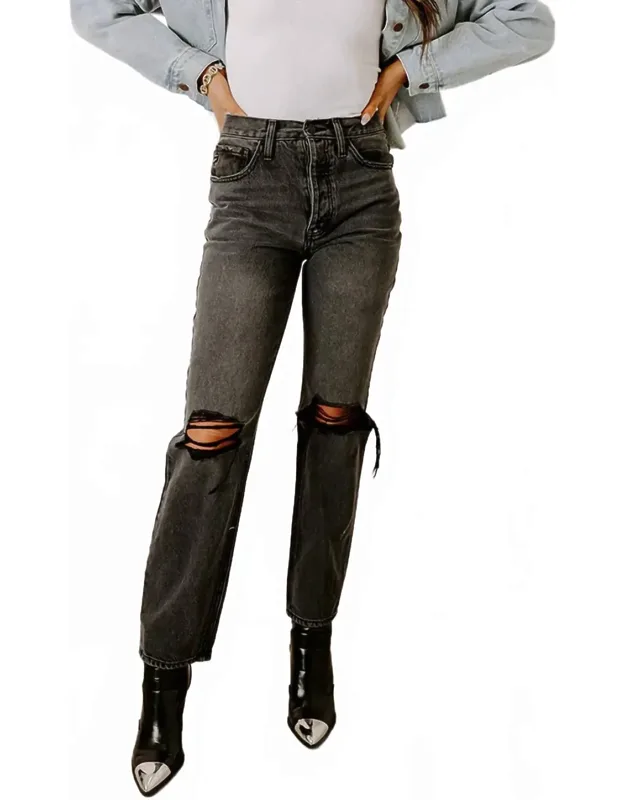 High Waist Distressed Jeans