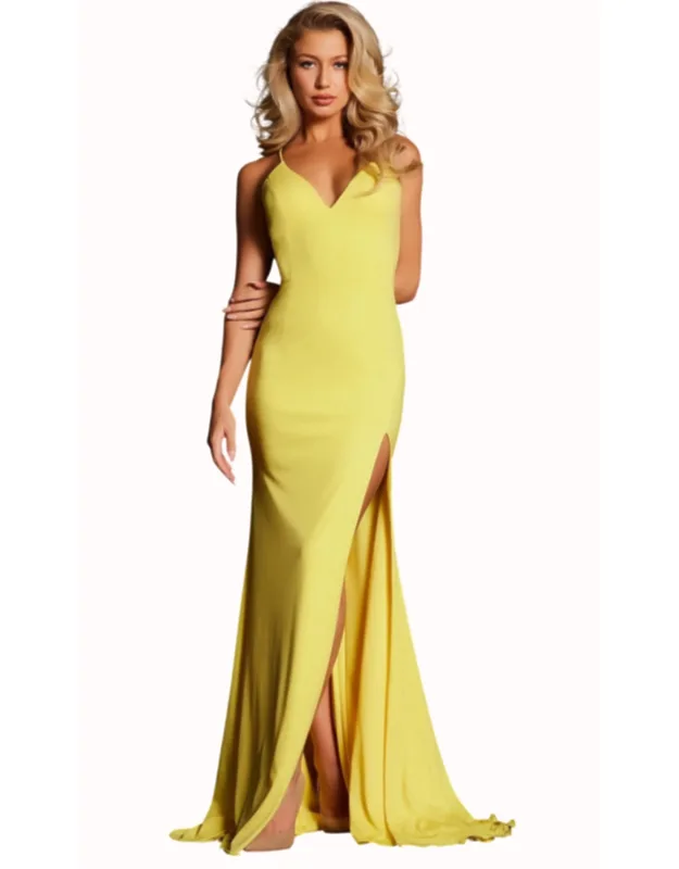 Strappy-back Long Jersey Prom Dress