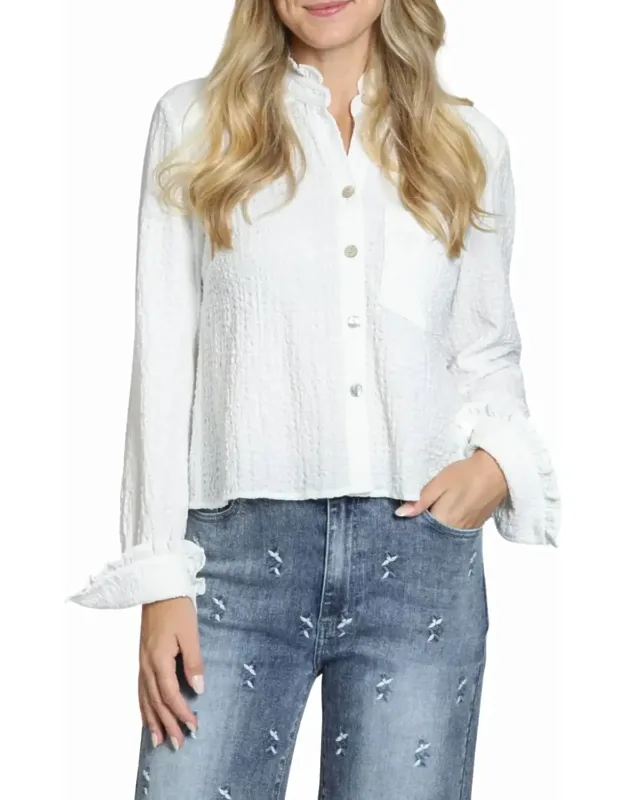 Cropped Check Shirt With Ruffle Detail