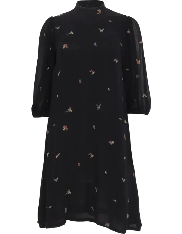 Gathered Floral-print Georgette Mini Dress