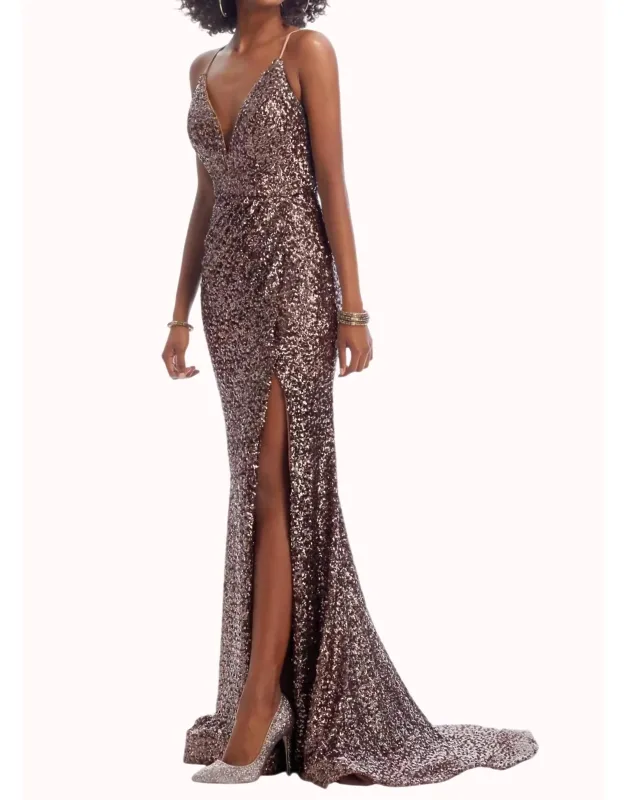 Glittery V-neckline Party Dress