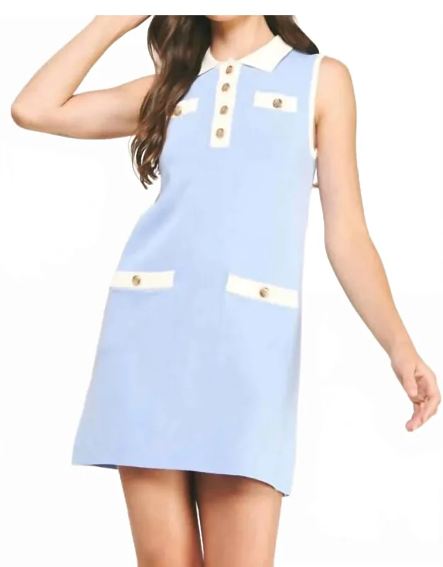 Preppy Knit Polo Mini Dress