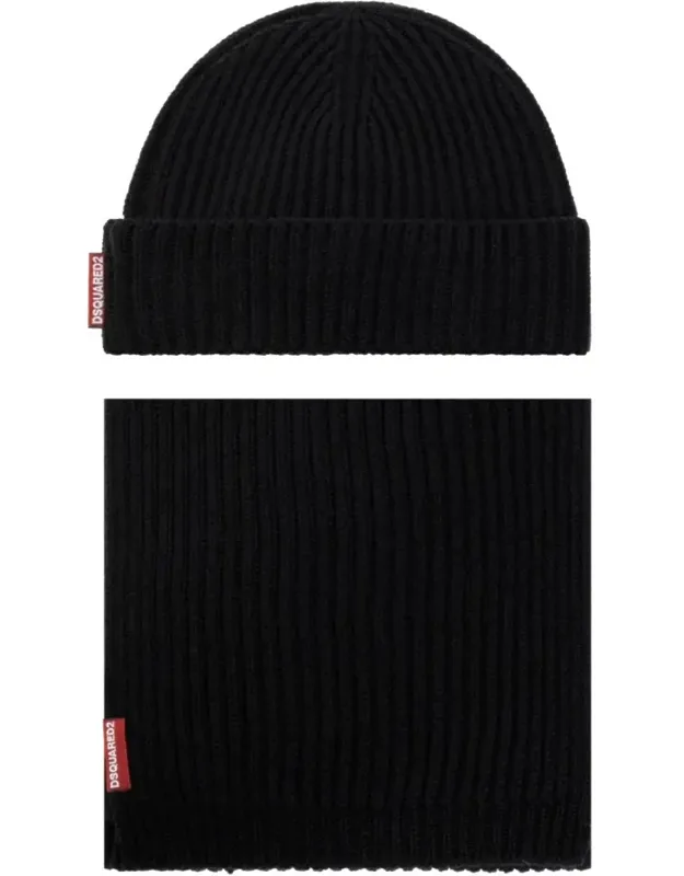 Warmy Logo Tag Beanie And Scarf Set