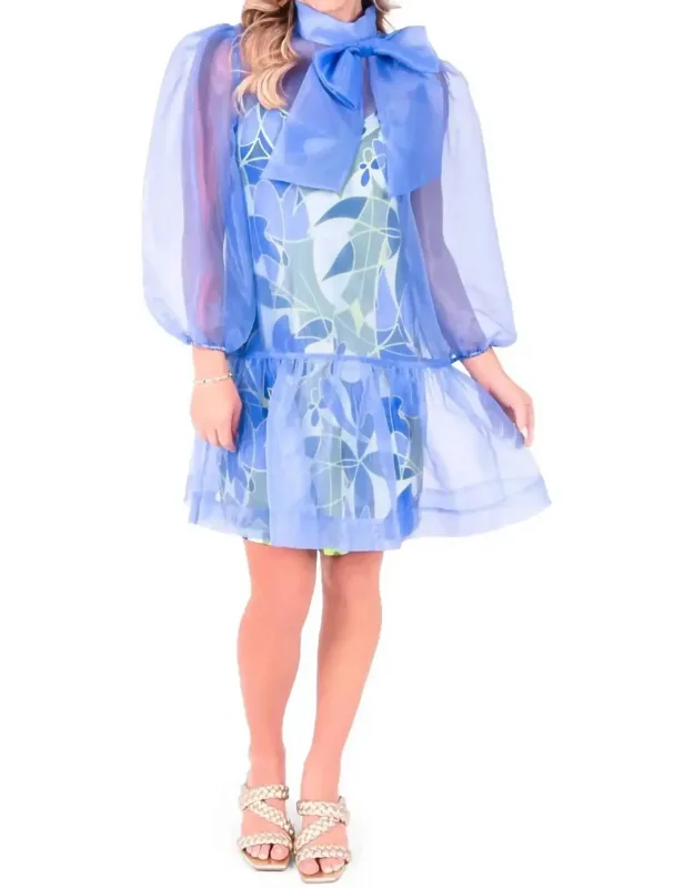 Bella Mini Dress With Long Puff Sleeves And Mockneck Neckline