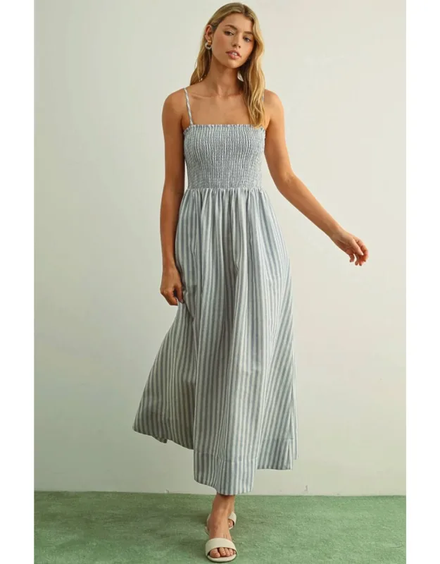 Striped Smocked Maxi Dress