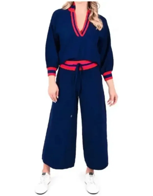Teddy Crop Trouser In Monogram With High-rise Fit And Elastic Waist