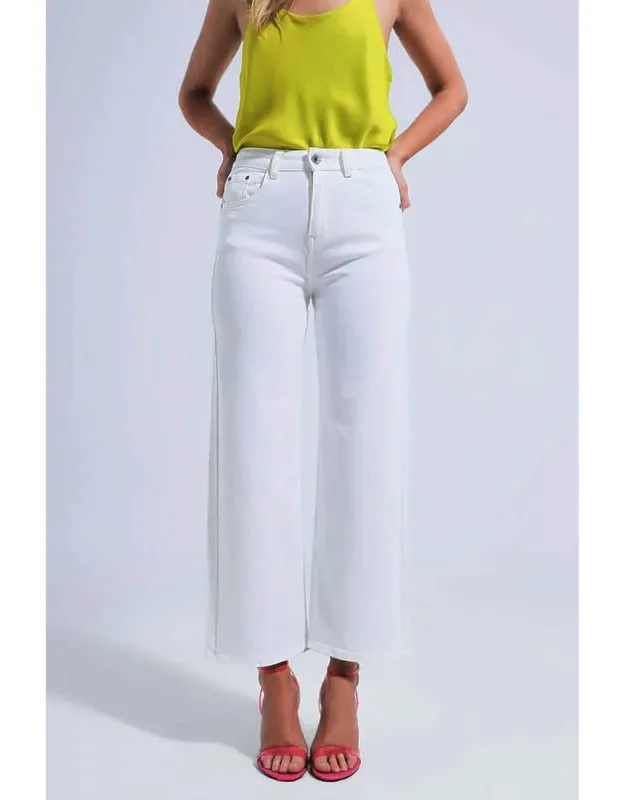 Wide Leg Stretch Denim Jeans