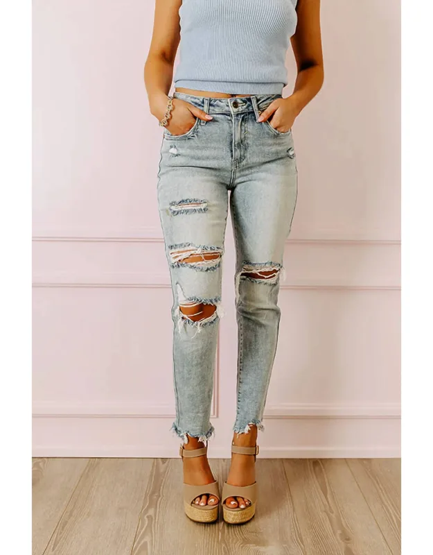 High Waist Distressed Jeans