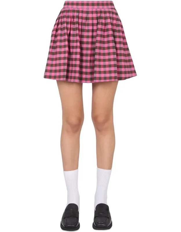 Mini Skirt With Back Zipper Closure And All Over Gingham Pattern