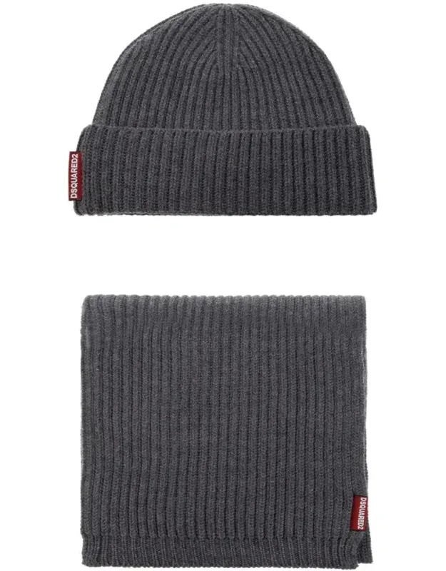 Warmy Logo Tag Beanie And Scarf Set