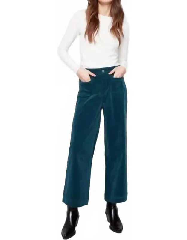 Cropped Patch Pocket Flare Corduroy Pants