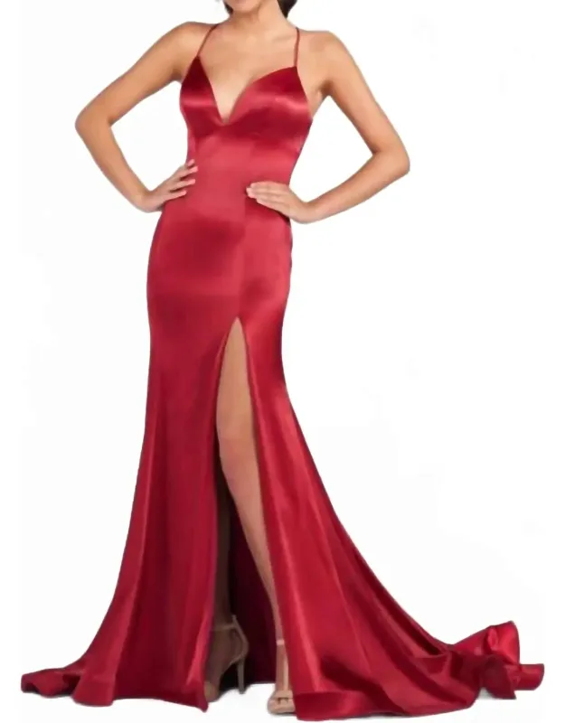 Strappy Back High Slit Dress