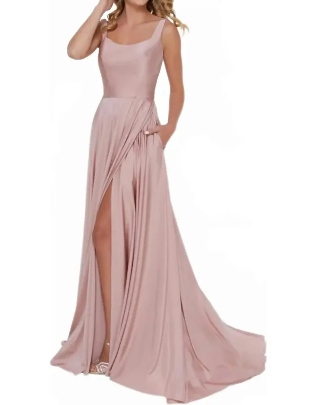 Open Back Front Slit Dress