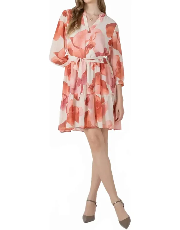 Petal Glow Tie-waist Dress