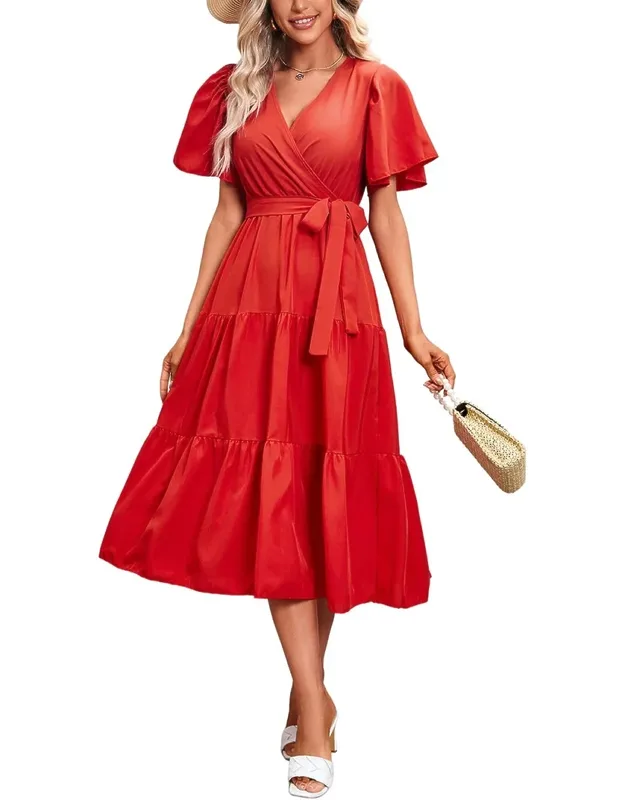 Midi Dress 100% Polyester, Gentle Hand Wash