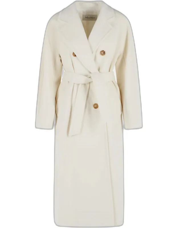 Madame' Virgin Wool And White Cashmere Coat