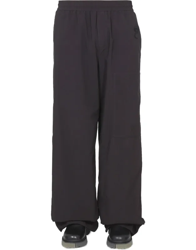 Wide Leg Pants With Elastic Waistband And Side Logo Application