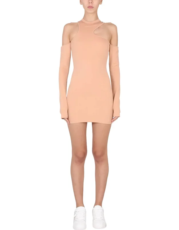 _off-white Asymmetric Mini Dress Embossed Logo 86% Polyamide_