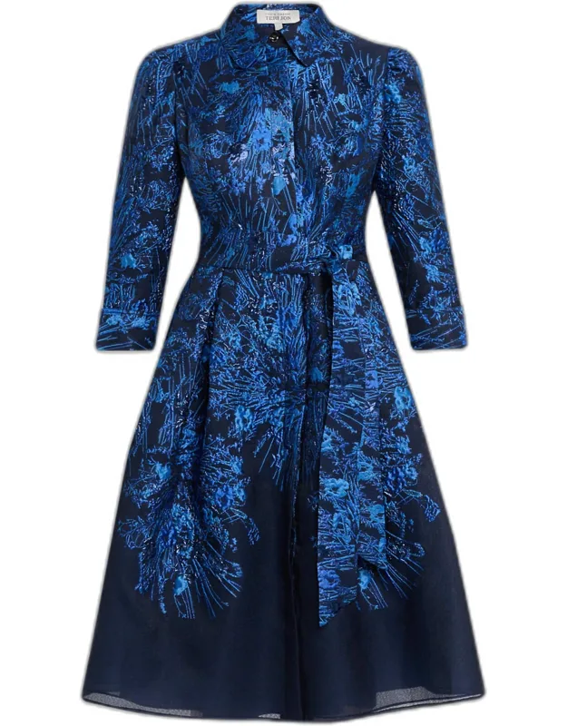 Metallic Jacquard Organza Midi Shirtdress