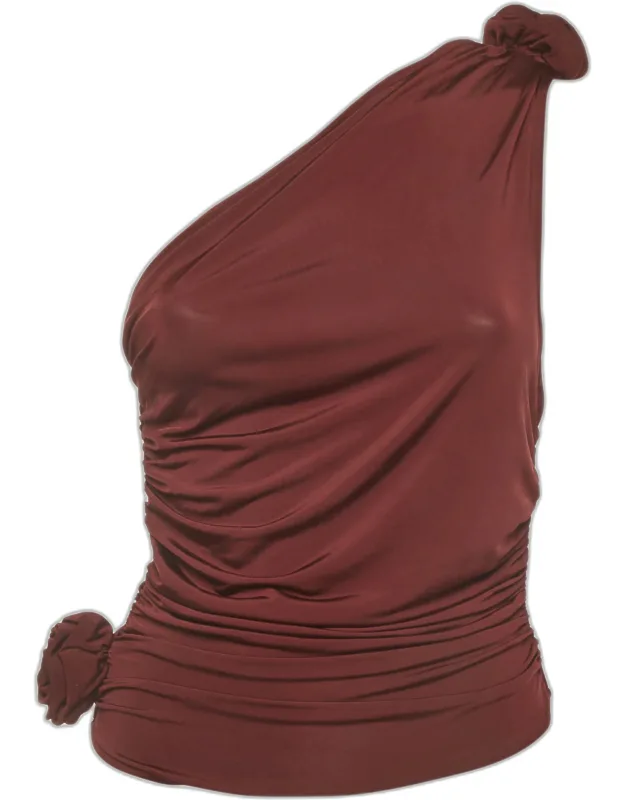 Jersey One-shoulder Ruched Top