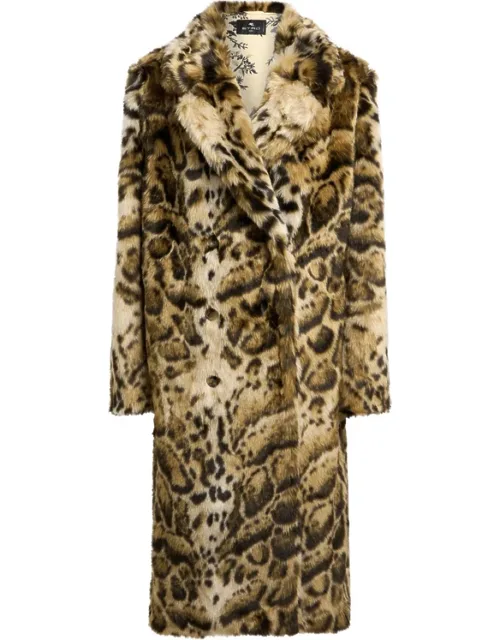 Faux-fur Coat With Leopard Motif