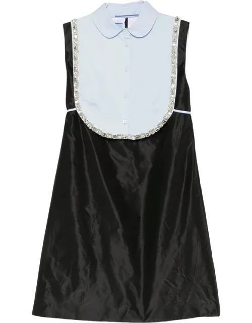 Crystal-embellished Bib-detail Mini Dress