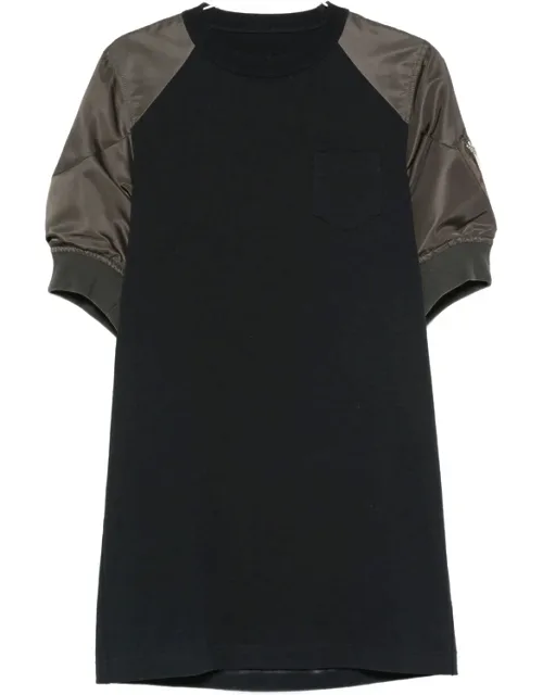 Panelled Puff-sleeve Mini T-shirt Dress