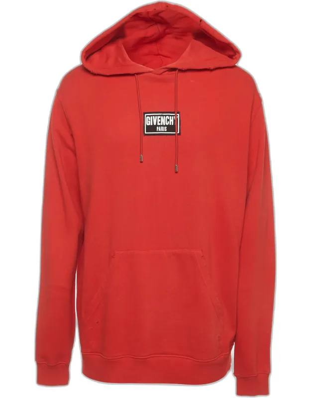 Distressed Cotton Knit Hoodie