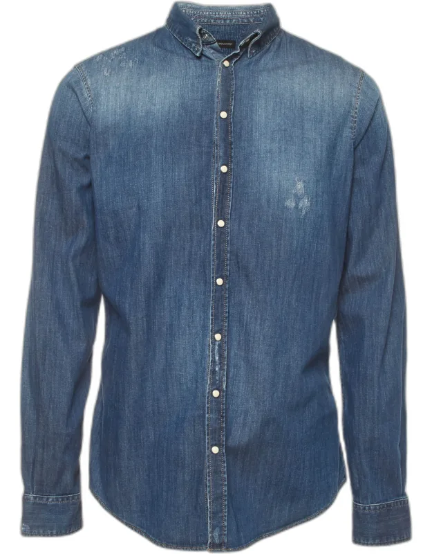 Distressed Denim Button Up Shirt