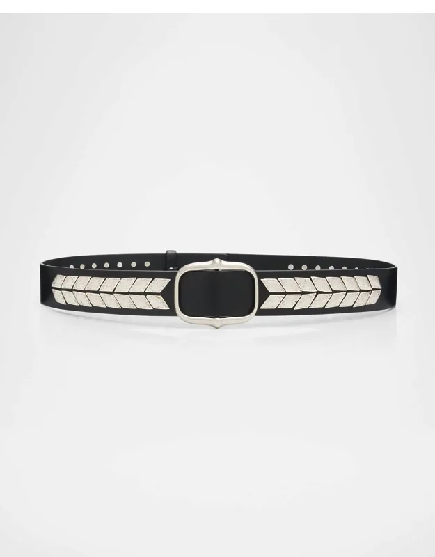 Metal-embellished Leather Belt
