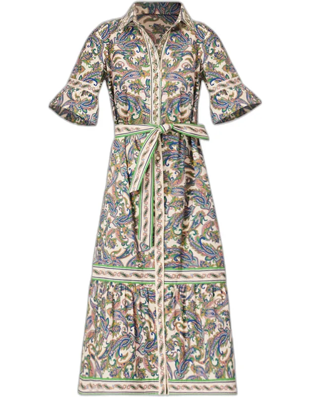 Flounce Paisley-print Midi Dress
