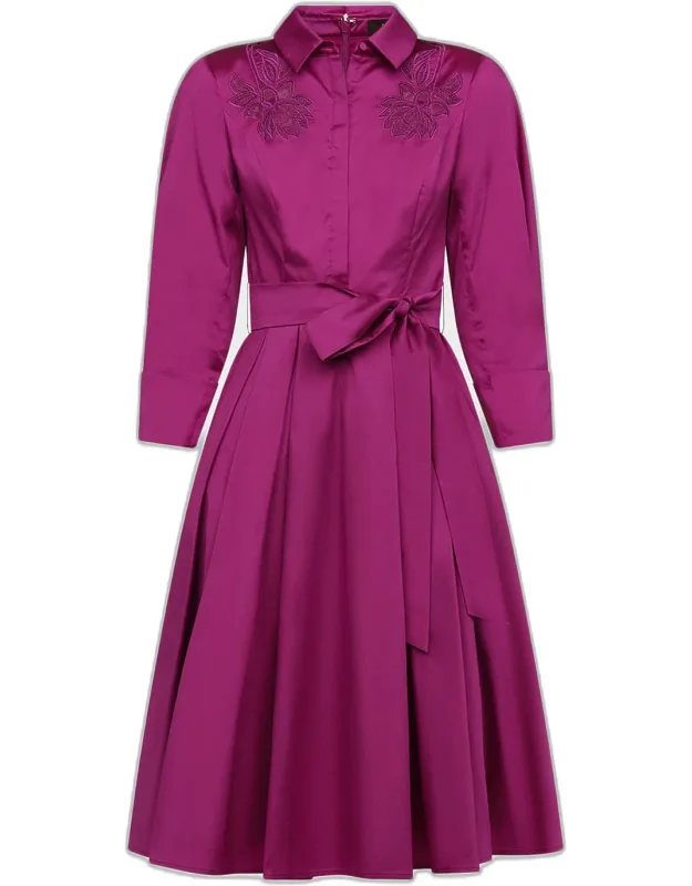 Pleated Taffeta Shirtdress
