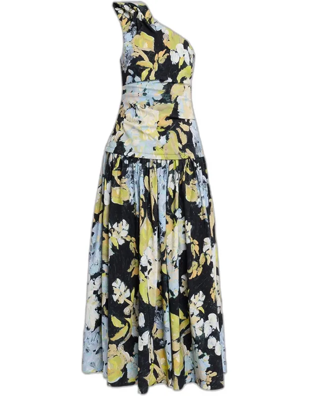 Floral One-shoulder Maxi Dress