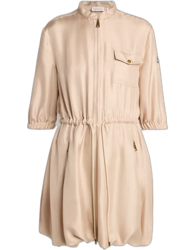 Silk Twill Mini Shirtdress