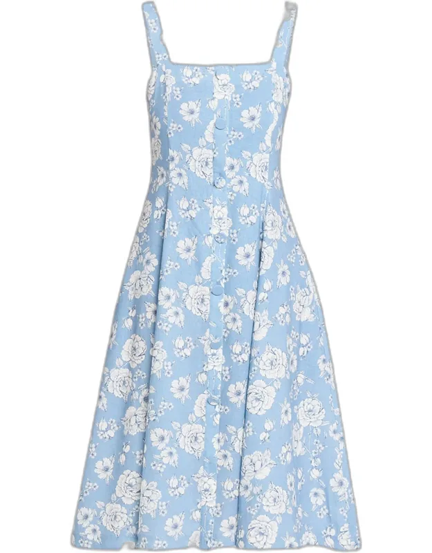 Floral Linen Midi Dress