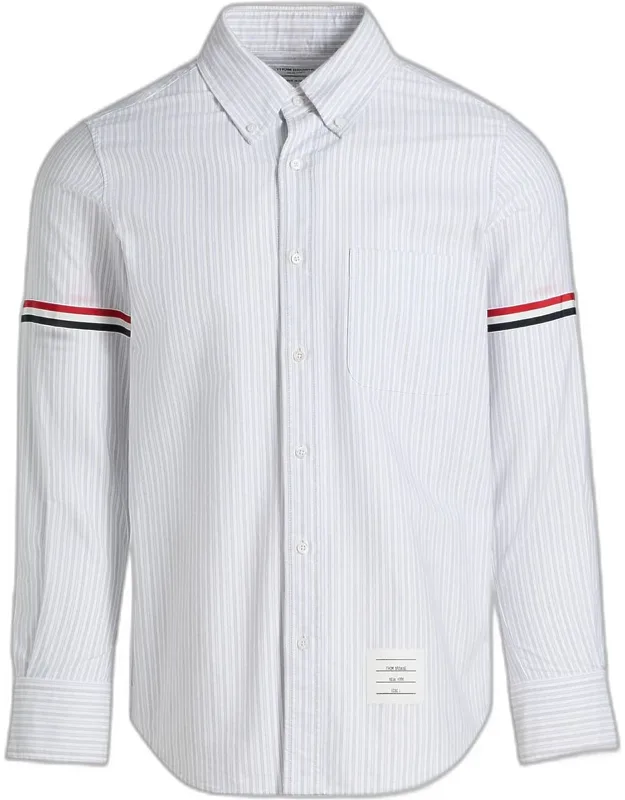 Cotton Grosgrain-stripe Straight Fit Sport Shirt