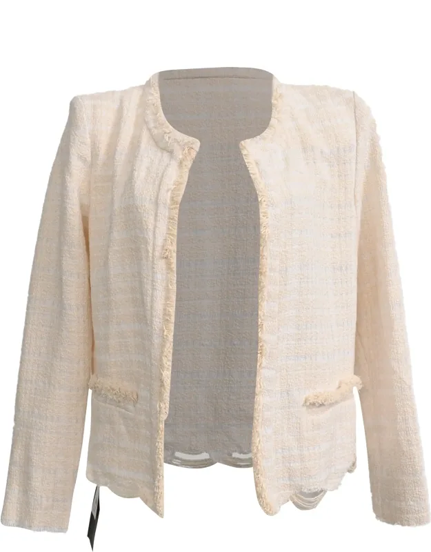 Frayed Tweed Open Blazer