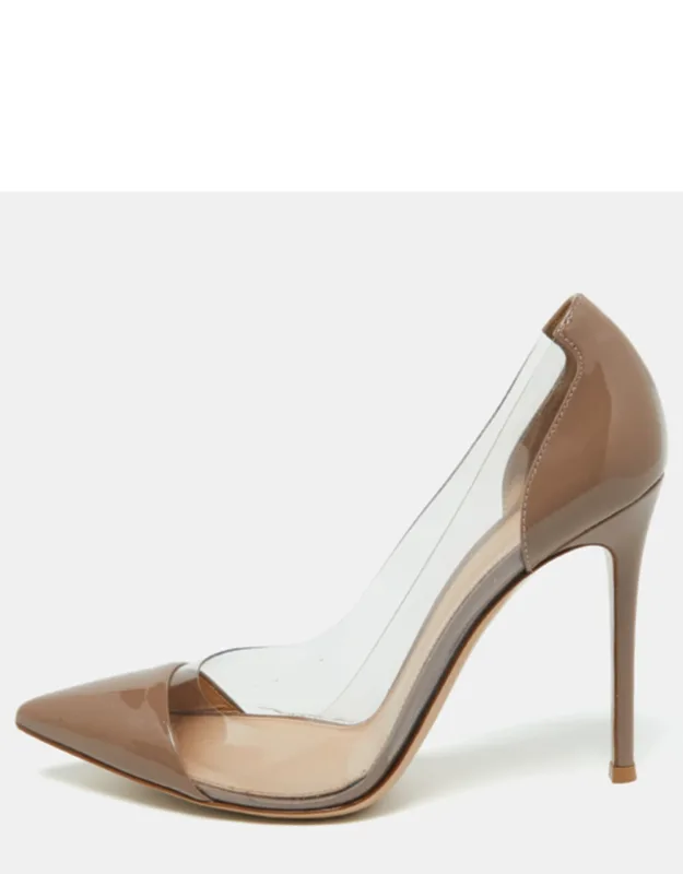 Old Rose Pvc And Leather Plexi Pump
